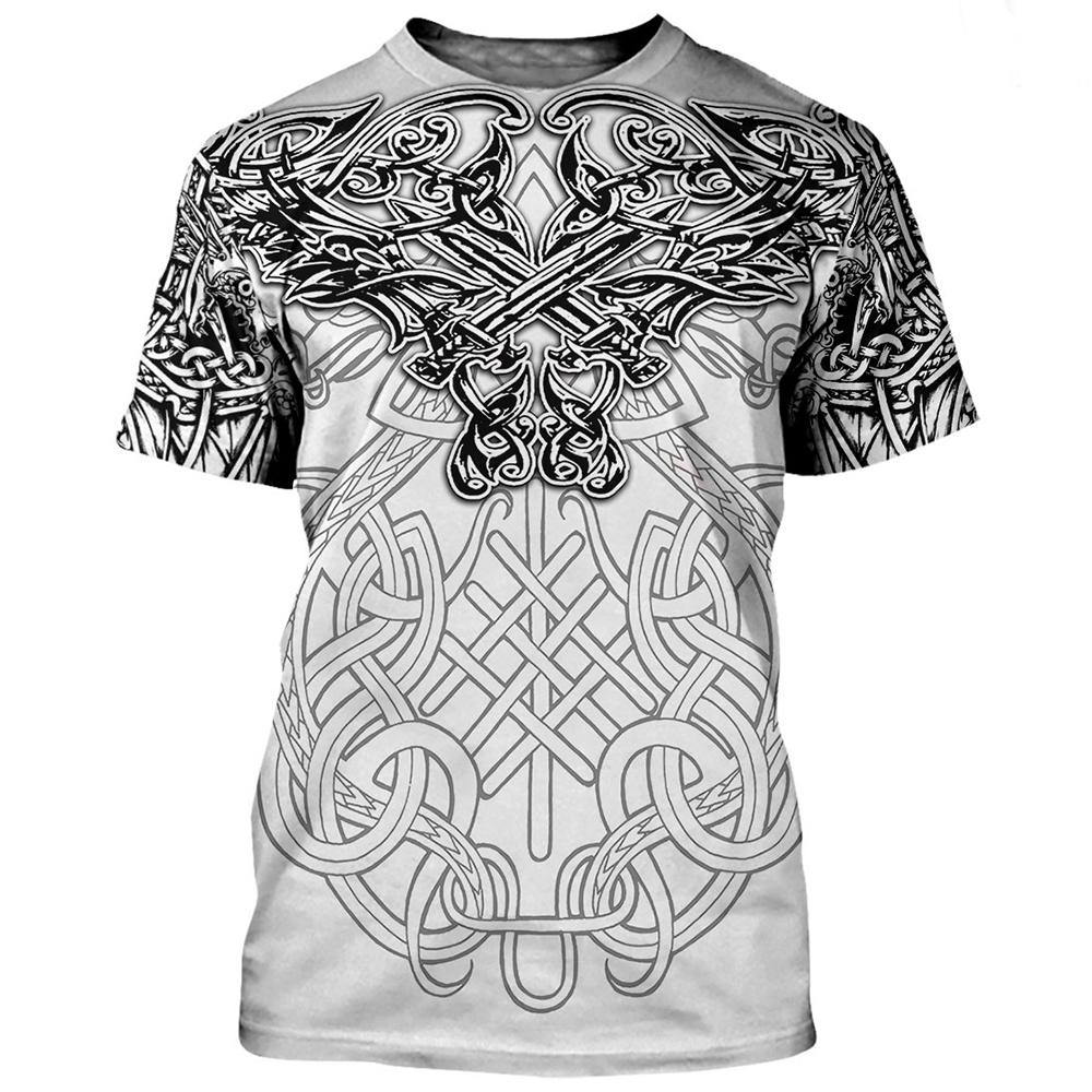 

Новейшая мужская футболка с принтом в стиле викингов Harajuku на 3D-принте, летняя модная уличная одежда с круглым вырезом и коротким рукавом, спортивный топ 4XL