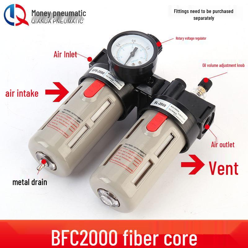 Airtac Air Source Processor Set: AFC2000 Oil-Water Separator, Air Filter, Pressure Regulator