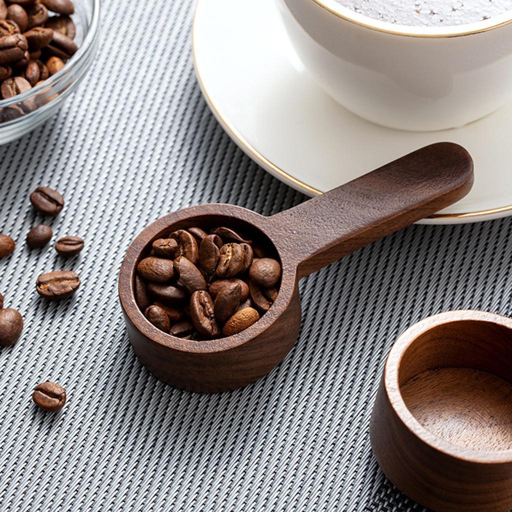 1 szt. Łyżka do kawy z orzecha włoskiego, łyżka z litego drewna, łyżka gramowa, łyżka miarowa do proszku kawowego i mlecznego.