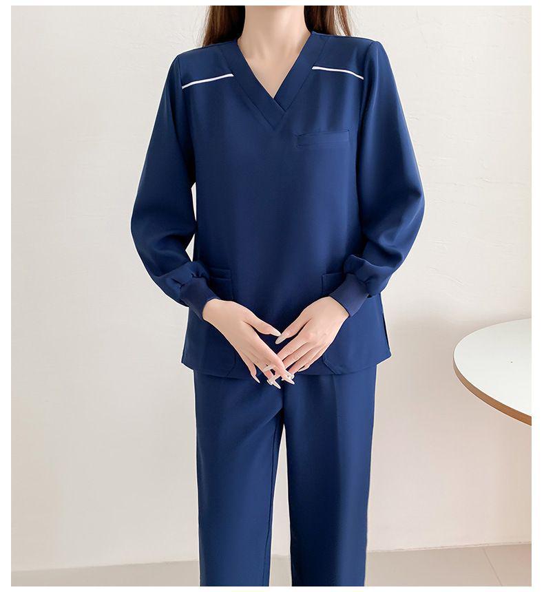 Fleece-Lined Stretch Scrub Suit: Long Sleeve, Quick-Drying for Men & Women, Ideal for Medical Staff In Autumn/Winter.