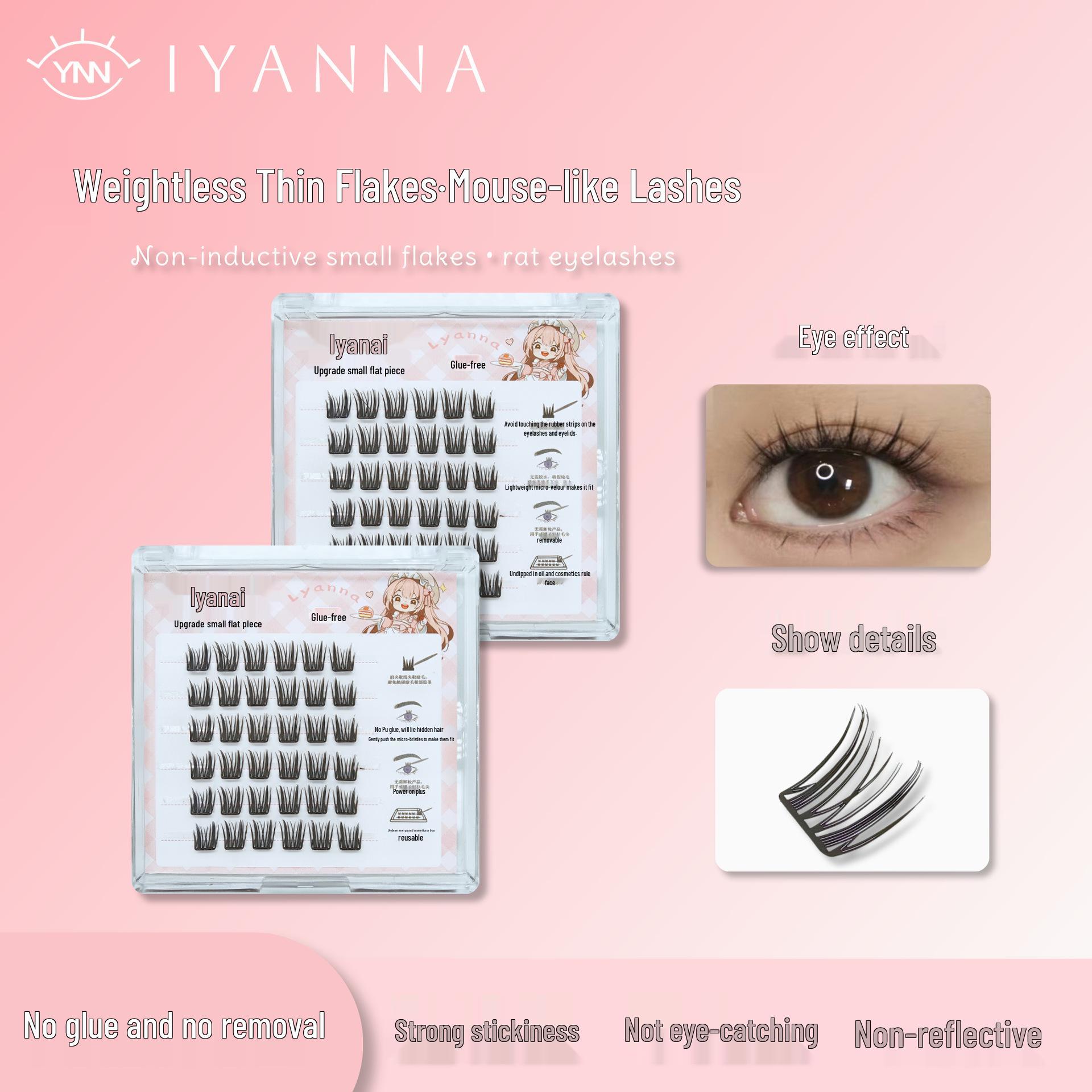 

Yiyan Na Wind-Resistant Self-Adhesive False Eyelashes - Thin, Flat, Movable Segments