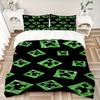 3pcs Minecraft Creeper Face Home Bedding Set-Universal Three-Piece Suit for Bedroom, Guest Room, Living Room, Hotel-Perfect Gift for Fans, T