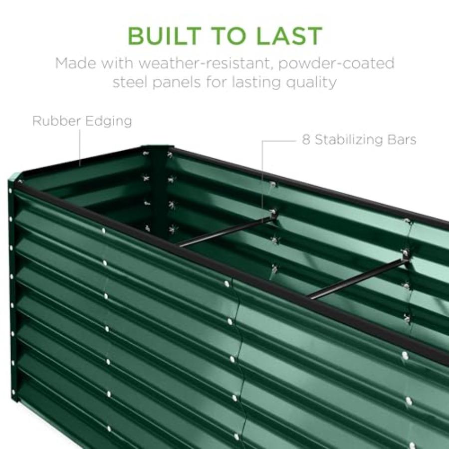 8x2x2ft Outdoor Metal Raised Garden Bed Rectangular Deep Root Planter Box for Vegetables Flowers Herbs and Succulents w/ 239 Ga