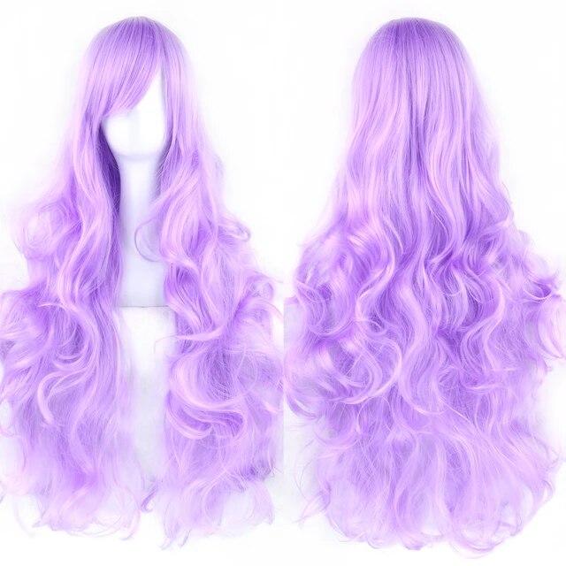 30 Colors 80cm Long Curly Hair Wig Heat Resistant Synthetic Hair Pink Green Hairpiece Party Cosplay Wigs for Women