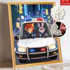 Disney DIY Pearl Art Painting Nick and Judy Are Driving a Police Car Home Wall Decoration Pearl Gem Painting Pictures Crafts Home Decoration