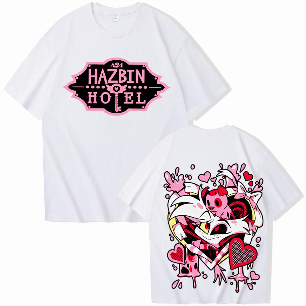 Hazbin Hotel Angel Dust T-Shirt Mann Frau Harajuku Kurzarm Rundhals Lässig Atmungsaktiv Bequem Streetwear Weiches Shirt Geschenk