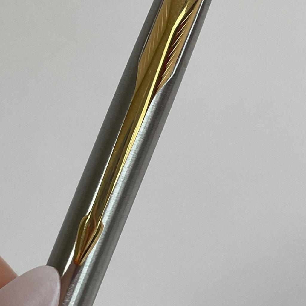 Used PARKER Ballpoint Pen Arrow Clip Silver Stainless Steel Gold Clip With Box
