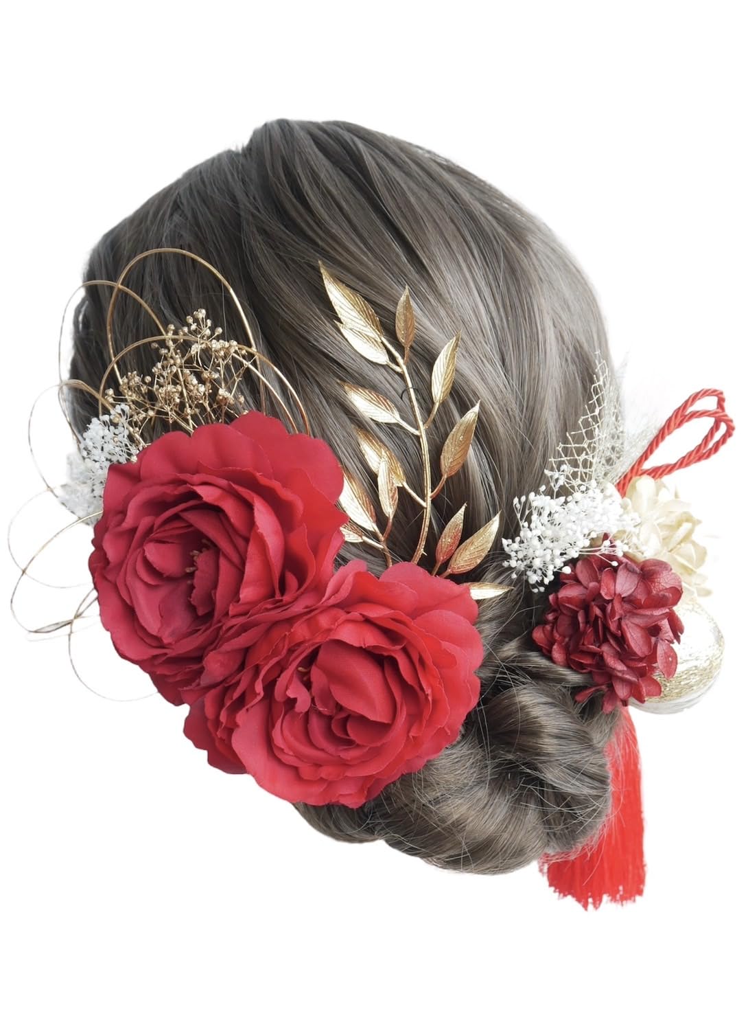 

Lomeri Camellia Hair Dried Available in 4 for and Hakama C2 Ornament, Flowers, Colors, Coming-of-Age Ceremonies, Graduations, Weddings, (Red)