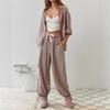 New Arrival Fall Women's Plaid Check Long Sleeve Loungew Set Pajamas Two Piece Casual Sleepwear Homewear