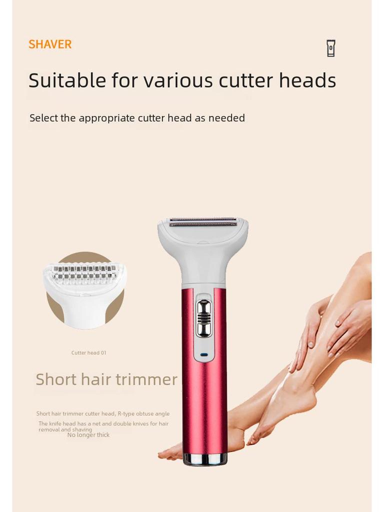 Multi-Function Ladies' Electric Hair Remover: 5-in-1 Shaver for Nose, Bikini, Underarm, and Pubic Areas