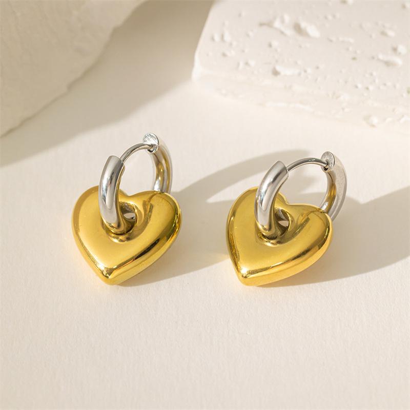 Hollow Heart Earrings For Women Stainless Steel Gold  Color Heart Earring Luxury Wedding Couple Jewelry Gifts Wholesale