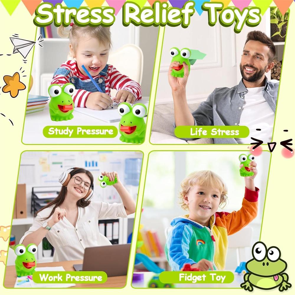 Stress Frog and Dinosaur Toys Tongue Sticking Out Novelty Relief Squeeze Toys Stress Screaming Party Frog Pop Up Toy for Gifts