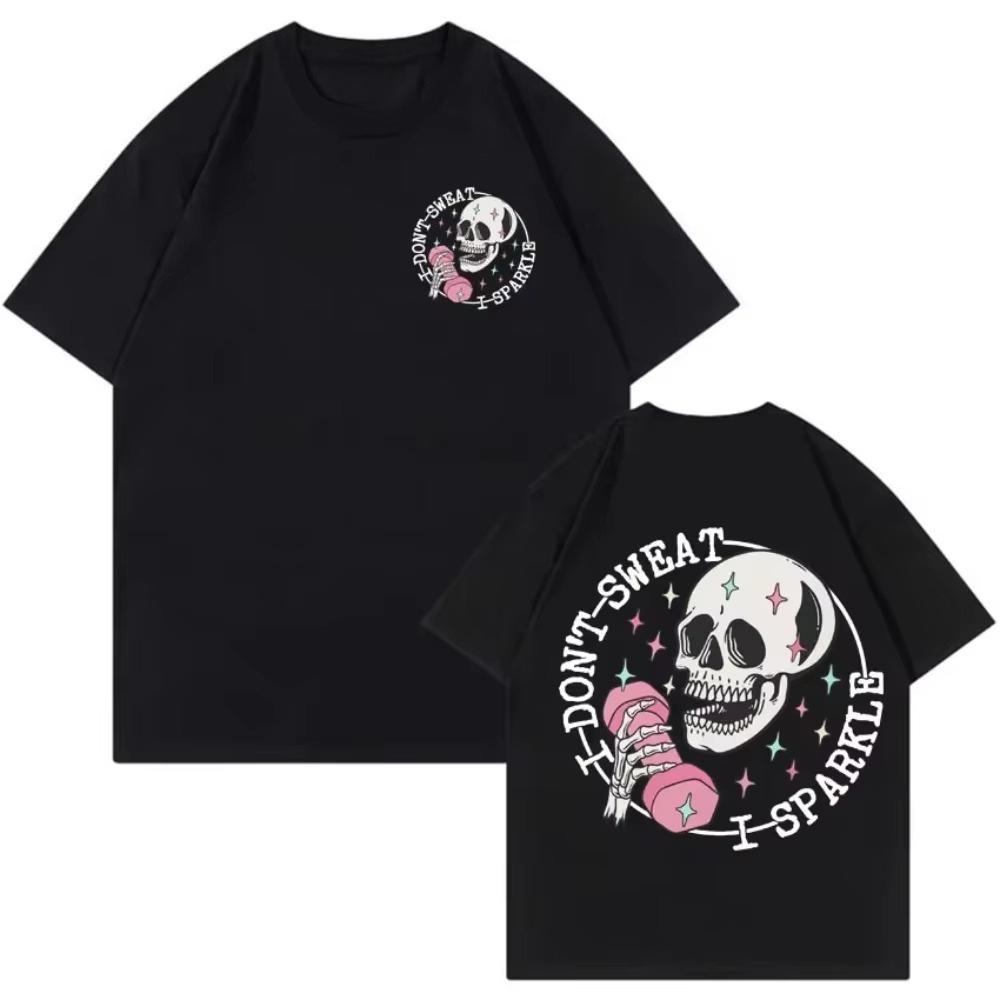 Funny Skeleton Muscle Mommy Gym T Shirt Men Women Fashion 90s Retro Gothic Tshirts Summer Pure Cotton Short Sleeve Streetwear