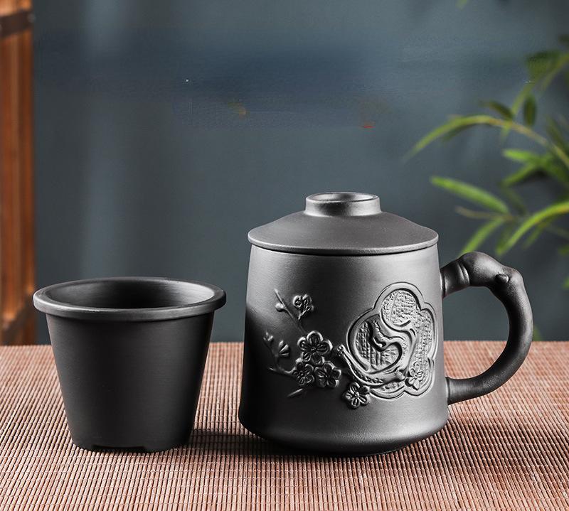 

Ретро Исинский Дракон Феникс, фиолетовая глина, чайная кружка с крышкой и заварочным устройством, керамическая чашка ручной работы, офисная чашка для воды, подарок, домашняя посуда для напитков