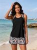 2026 European and American Women's Printed Conservative Tankini Set