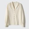 New French Acetate Collar Shoulder Shell Pleated Long Sleeve Shirt