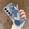 blue check pattern PhoneCase for Samsung Galaxy S26 S25 S24 S23 S22 FE Ultra Plus Built-in glass feel bare machine Men women