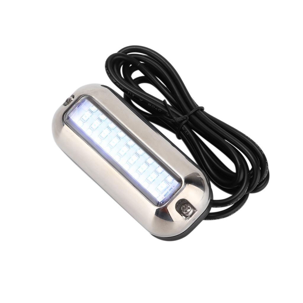 Blue 27LED Underwater Light 74LM Bright Transom Lamp IP68 Waterproof Stainless Steel Shell for Marine Boat