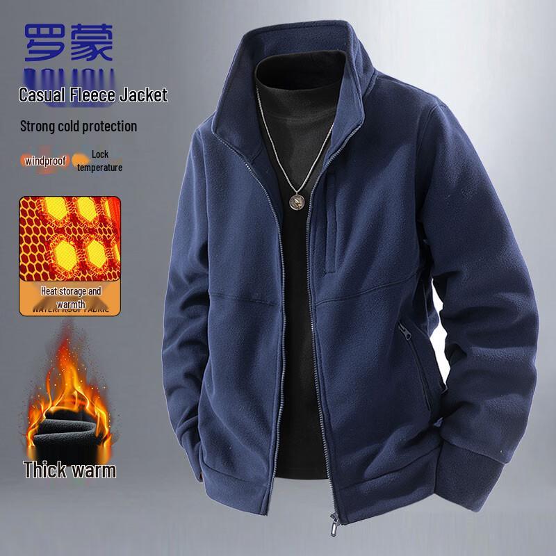Romon Men s Warm Fleece Stand-Collar Jacket L