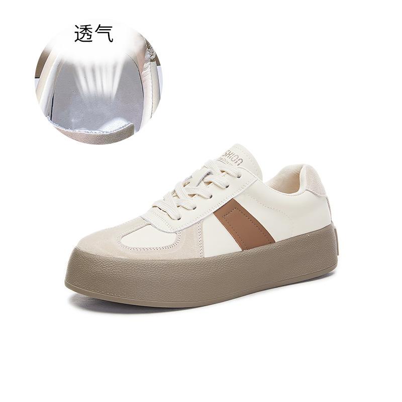 Leather German training shoes women's 2025 spring new flat-bottomed low-top board shoes versatile little white shoes women's casual retro women's shoe