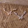 Two-Tone Gold & Silver Butterfly Rhinestone Pendant Bracelet
