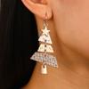Christmas Tree Long Drop Earrings for Women Hollow Xmas Tree Star Dangle Earring Party Punk Cool Jewelry