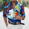 Fashion Long Sleeve Lapel Button Up Plus Size Shirt Men 3d Print Blouse
