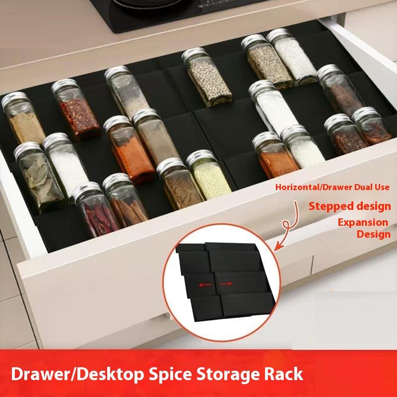 2/4/8Pcs Kitchen Spice Drawer Organizer Adjustable Spice Rack For Spice Jars Seasoning Bottles Cabinet Pantry Kitchen Organizer