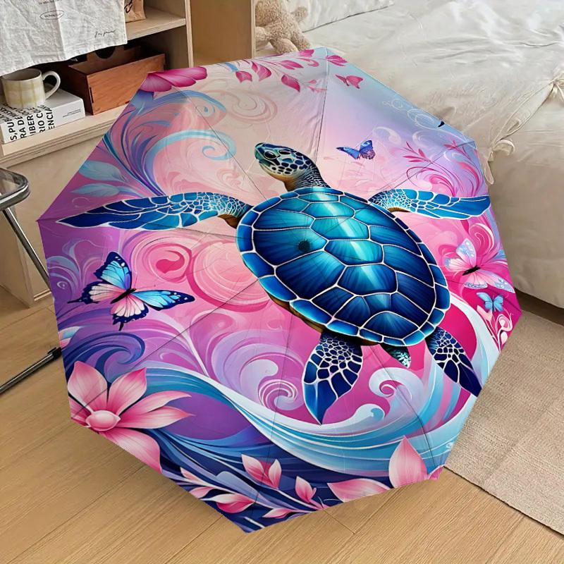 1PC turtle butterfly Automatic Open/Close Umbrella Compact Folding Umbrella with 8-Rib Shaft lightweight esign, Highquality Fabric1139A
