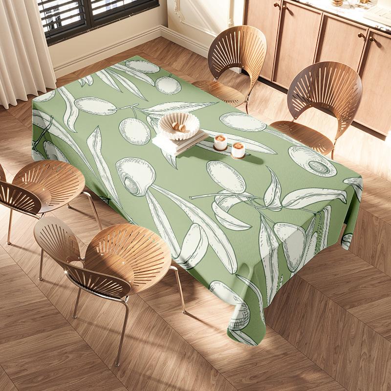 Modern Green Floral Tablecloth Decor Home Decoration Dining Mat 105X163Cm Kitchen Cover Table Linen Soft Material Bedroom Sofa C