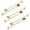Long Handle Ice Tea Spoons Set Ice Cream Leaf Spoon Stainless Steel Cocktail Stirring Spoon Gold Coffee Spoons For Coffee Bar Dessert Hottea Shakes