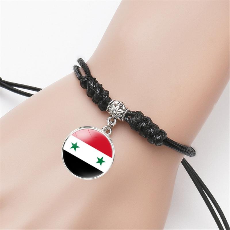 Handcrafted Black Syrian Flag Bracelet Showcasing Unique Craftsmanship and Cultural Identity for Fashion Enthusiasts