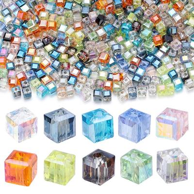 50 Stück Transparente Quadratische Facettierte Kristallperlen für DIY Armbänder und Schmuckzubehör