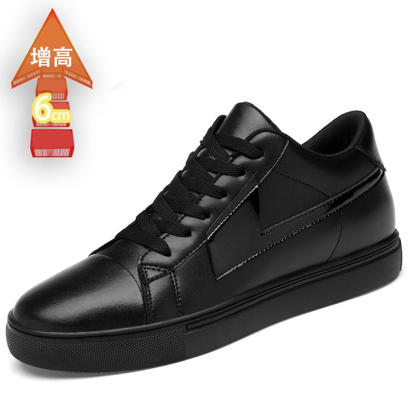 

Кеды двухслойная коровья кожа тренд невидимое увеличение внутренней высоты 8 см студенческие мужские туфли черные туфли мужские трендовые туфли 37