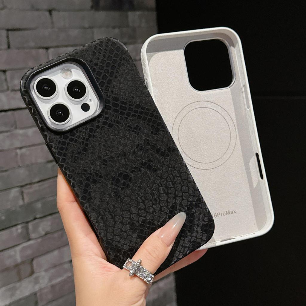Snake Print Velvet iPhone 16/15 Pro Max Anti-Drop Full Coverage Case