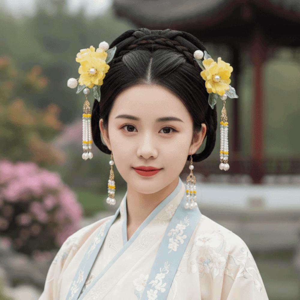 Tassel Hanfu Hair Stick Pearl Flower Hair Comb Chinese Style Hairpin Set  Hairstyle Design Tool