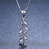 Cute Plant Tree Leaf Pendant Blue White Fire Opal Necklaces For Women 925 Sterling Silver Birthstone Jewelry Female Necklace