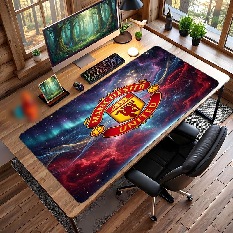 Duża Podkładka pod Mysz z Nadrukiem Manchester United, Antypoślizgowa Miękka Gumowa Mata Biurkowa do Gier na Biuro Laptop Komputer Dekoracja