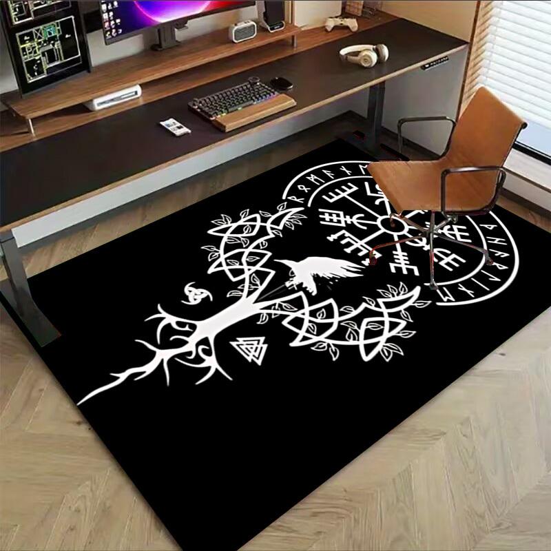 1pc Valknut Raven Carpet Anti Slip Polyester Floor Mat for office.Bedroom