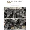 Korean Retro High Waist Plaid Wool-Blend Fleece Lined Wide-Leg Pants XS