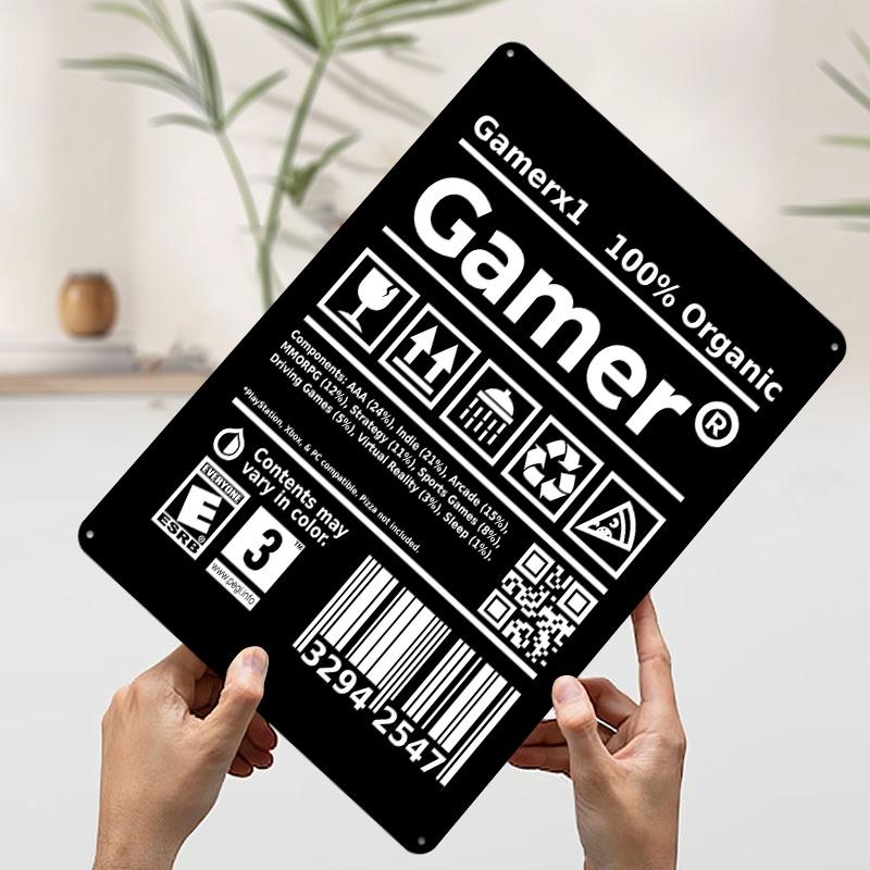 Gamer Product Label Tinplate Poster Customized Wall Art Vintage Retro Metal Signs for Decoration Garage Decorations House Decor