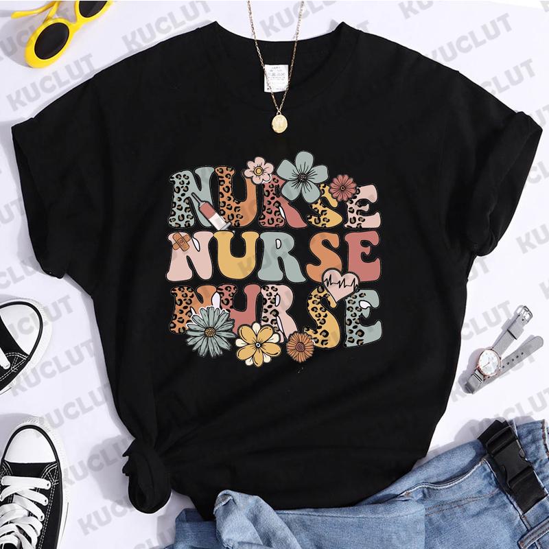

Retro Nurse Shirt Wild Flowers Nurse T Shirt RN Nurse Registered Tshirts Student Tee Shirts Vintage Unisex Clothing Short Sleeve 4XL