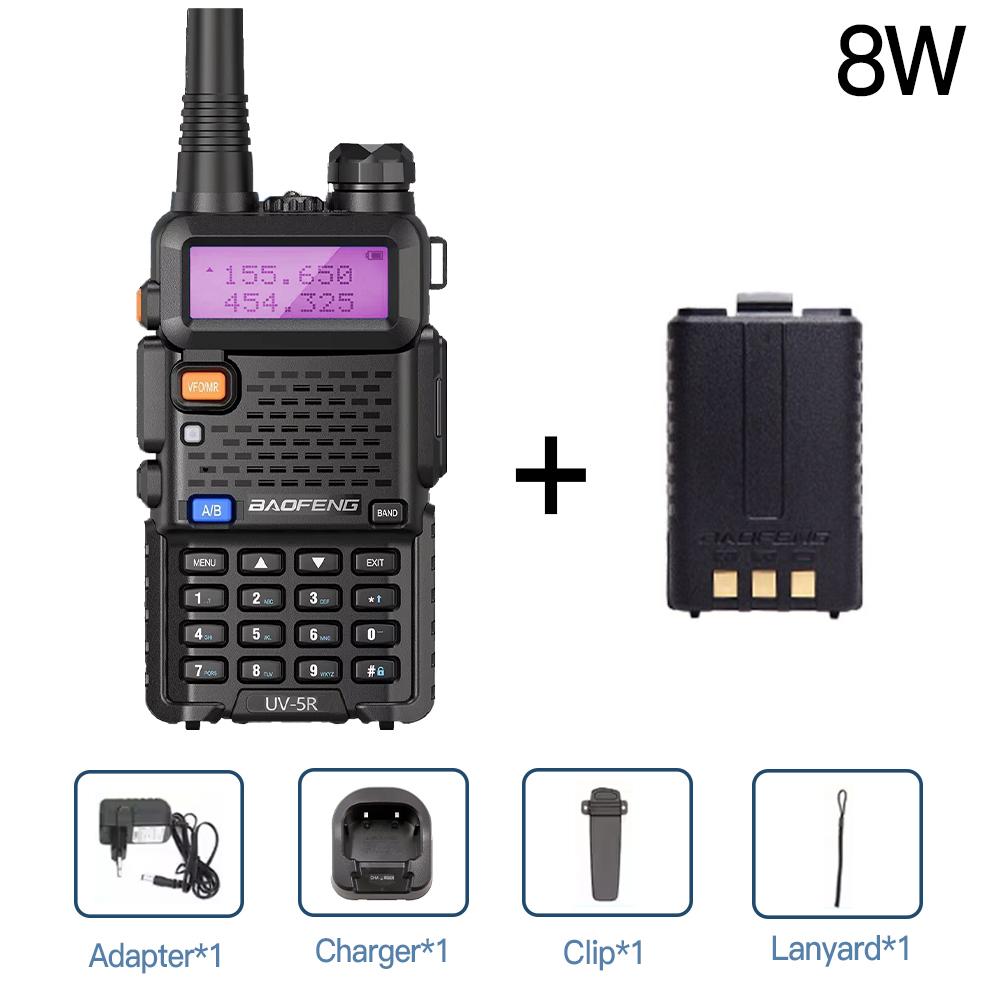 Baofeng UV-5R 8W Tri-Power Walkie Talkie High Power Dual Band Long Range 128CH Portable Handheld UV 5R Amateur FM Two Way Radio