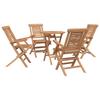 Garden Set 5 Pcs Brown Solid Wood Teak