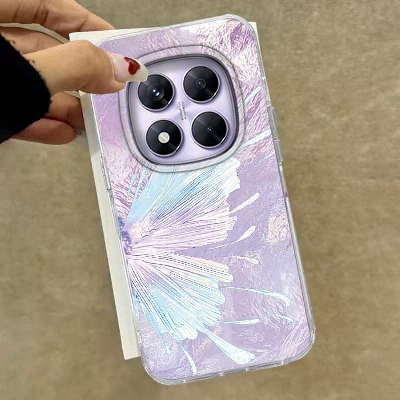 Case For Redmi Note 14 Pro Plus 13 Pro 14S 14C 13C A3 Xiaomi 14T 13T Pro Phone Cover Purple Butterfly Gradient For Redmi A5 Bag