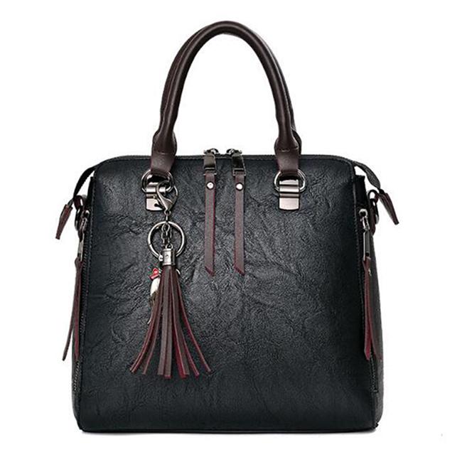 Mode Quaste Frauen Schulter Taschen Große Kapazität Casual Weibliche Handtasche Niet Zipper