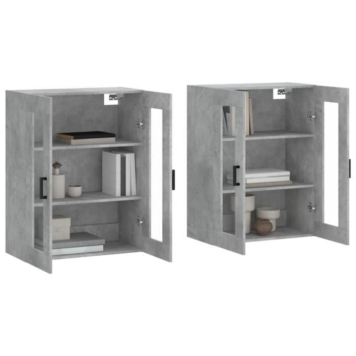 VidaXL Armoires murales 2 pcs gris béton bois d'ingénierie 3197941