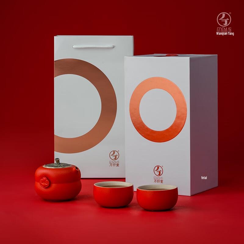 Wanqiantang Auspicious Ceramic Tea Set (1 Pot, 2 Cups)