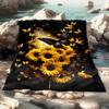 [Lightweight Blanket] 1pc Lightweight Portable Blanket - Sunflowers and Butterflies Print Flannel Throw | Digital Printing