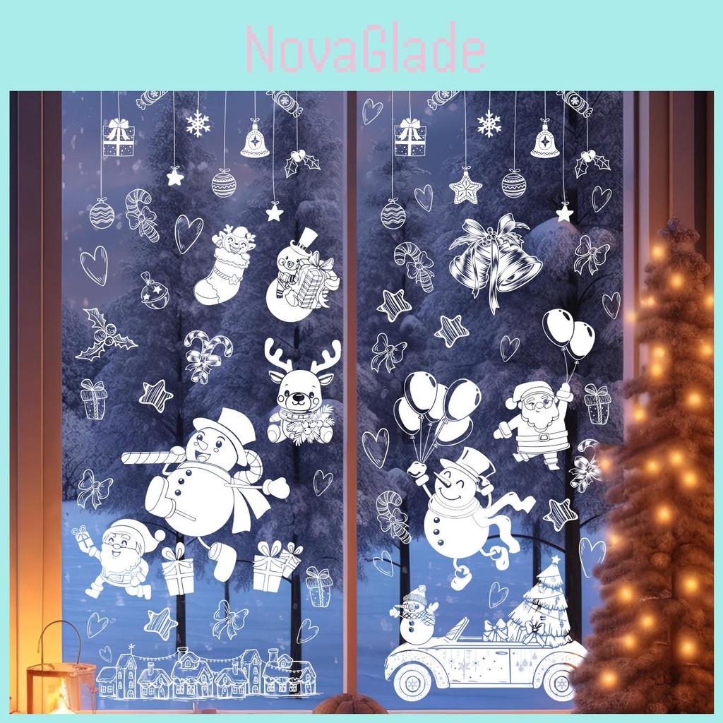 Christmas Static Cling Window Decals With White Christmas Snowman For Holiday Decor